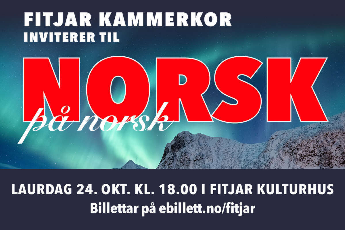 Plakat for Fitjar kammerkor inviterer til konsert i Fitjar kulturhus