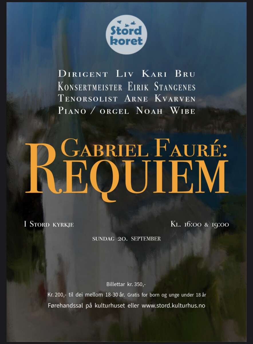 Plakat for Gabriel Fauré; Requiem med Stordkoret.