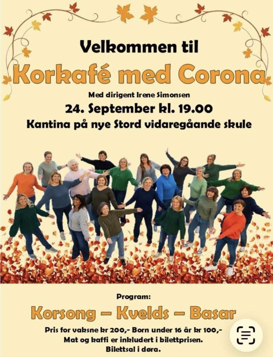Plakat for Korkafè med Damekoret Corona